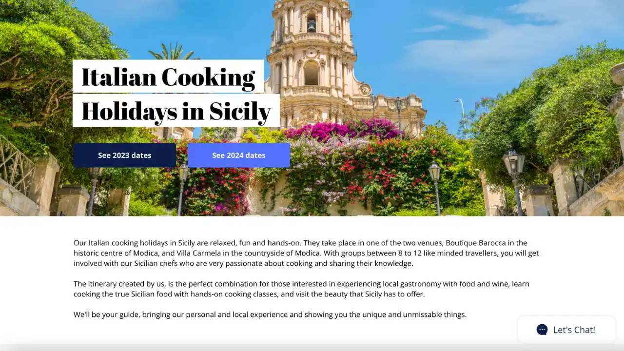 Italian cooking holidays in Sicily for single over 40 by Where in Sicily