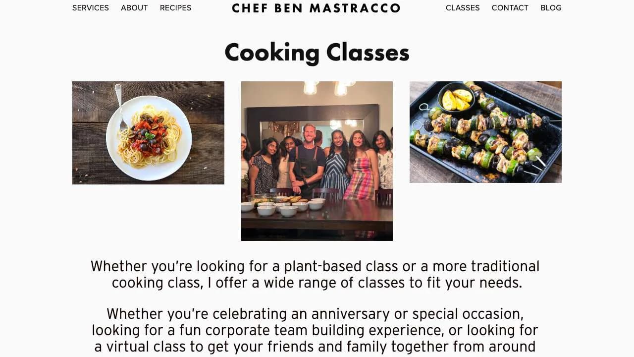 Cooking classes by Chef Ben Mastracco - 1280x720