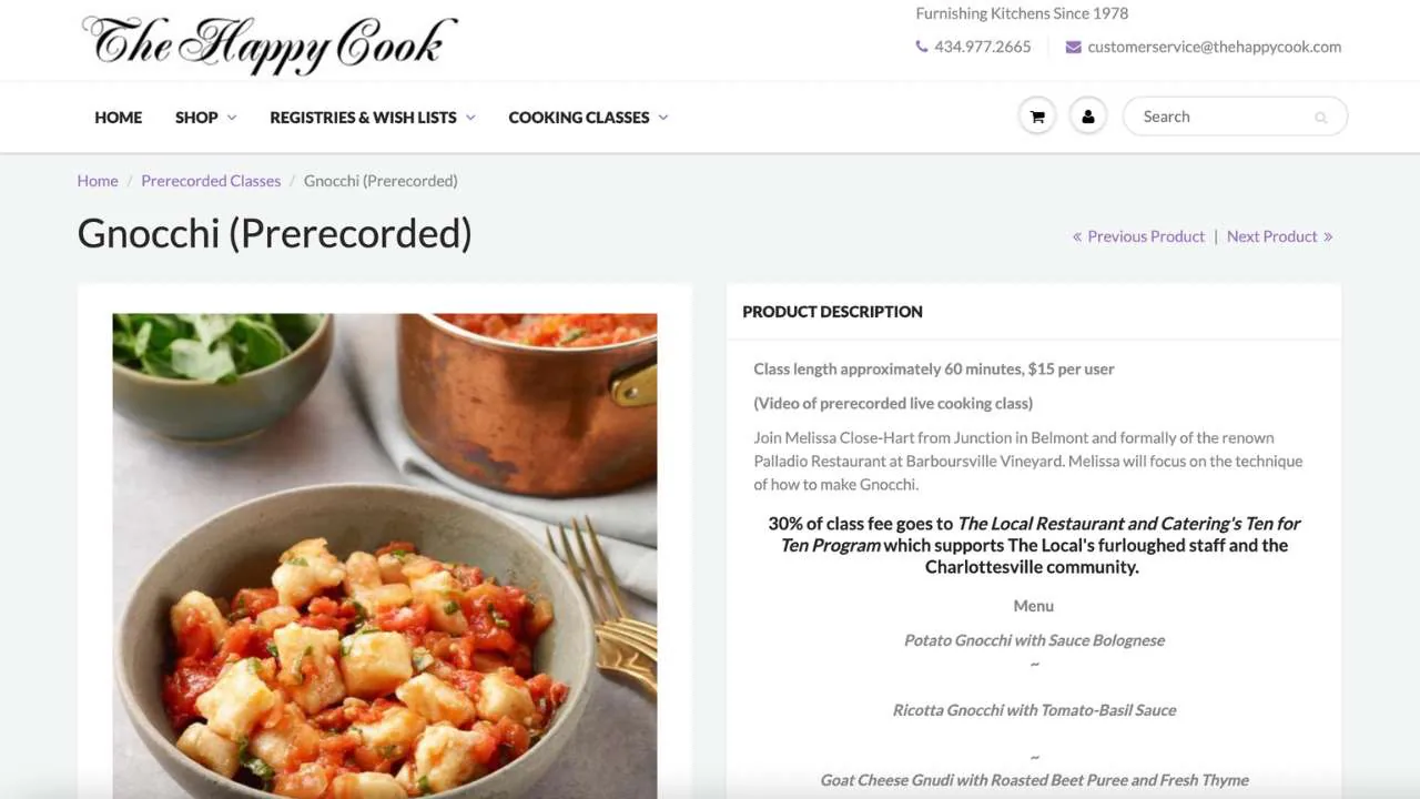 The Happy Cook Prerecorded gnocchi class