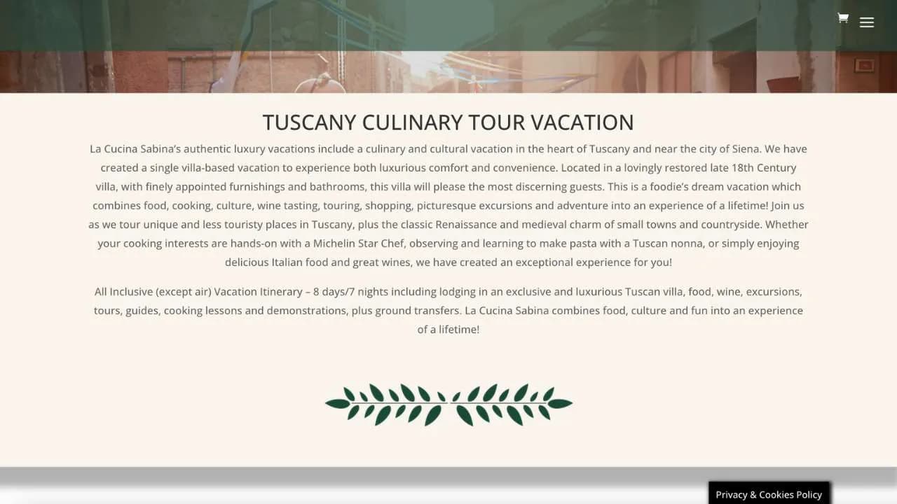 Tuscany culinaru tour vacation description by La Cucina Sabina - 1280x720