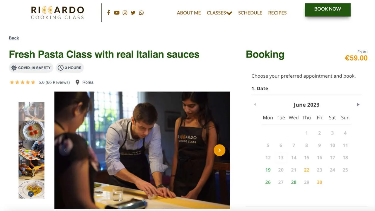 Fresh Pasta Class with Italian sauces with Riccardo cooking class - 1280x720