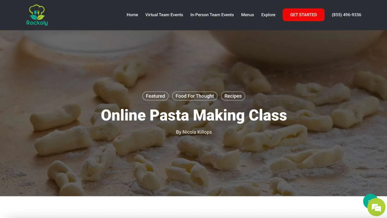 Rockoly page of its online pasta making class