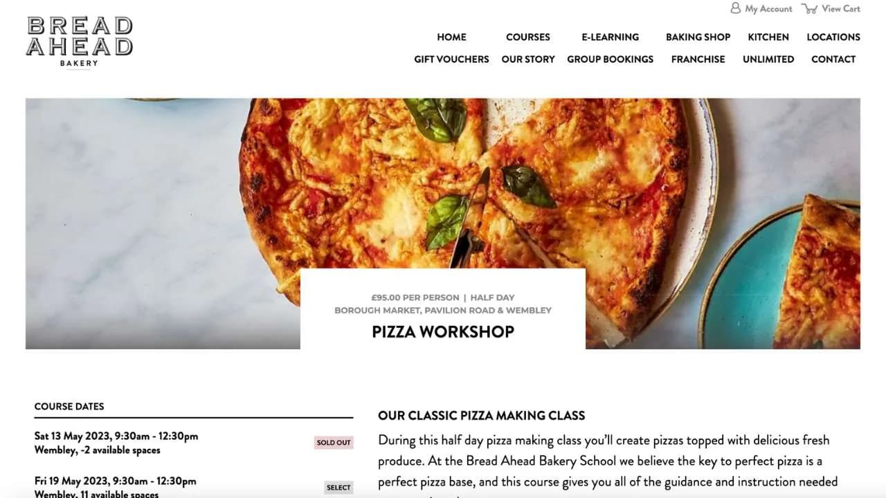 Bread Ahead Pizza making workshops list