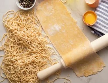 Fresh bucatini pasta