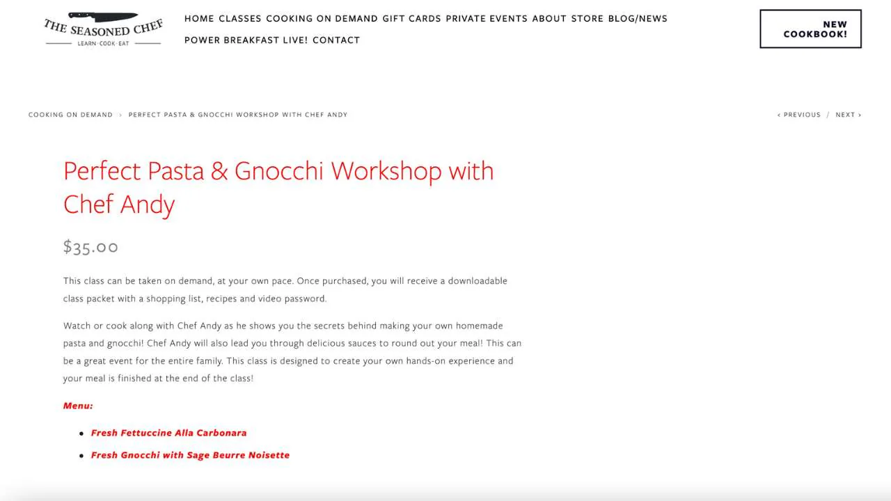 the seasoned chef, operfect pasta and gnocchi workshop online