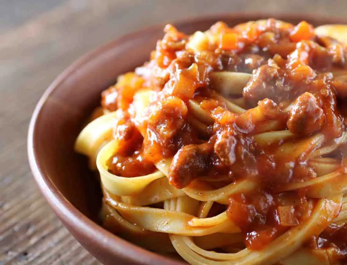 Fresh tagliatelle and sugo