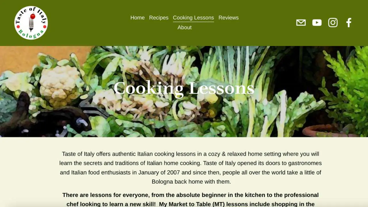 Taste of Italy's Cooking lessons page - 1280x720