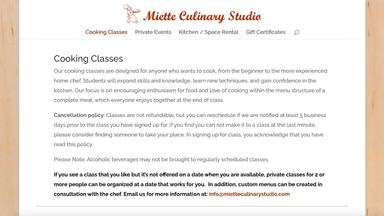 Miette culinary studio cooking classes