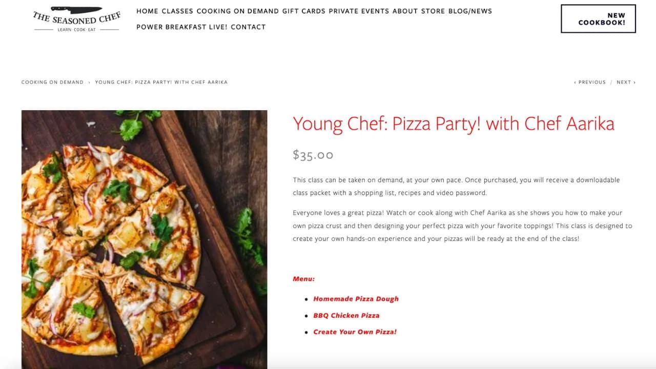 The seasoned chef, pizza party online class