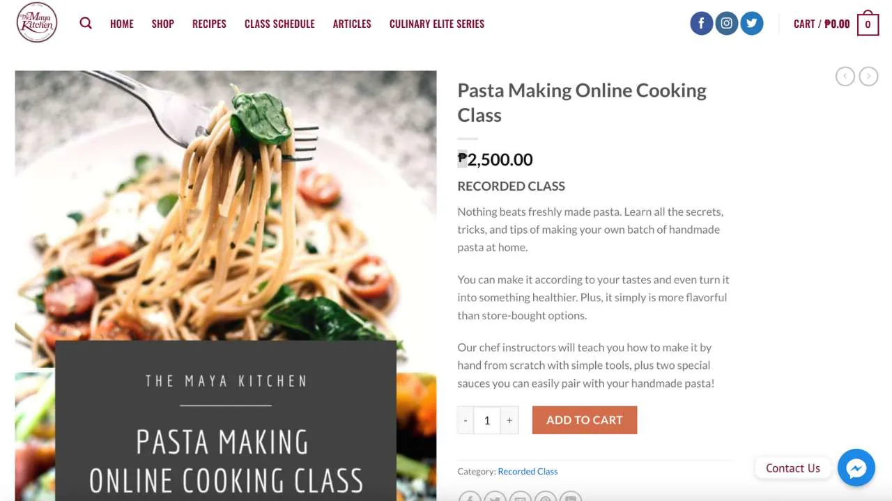 The Maya kitchen online pasta cooking class