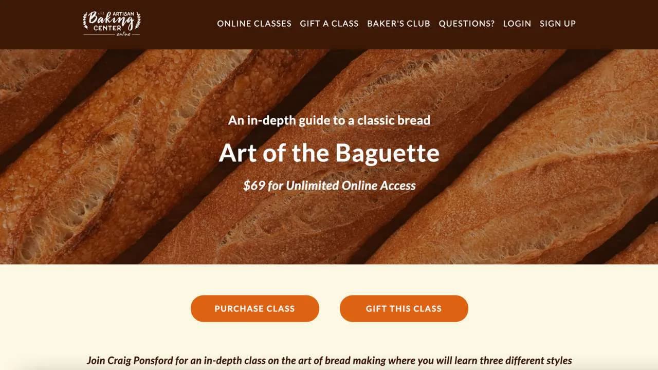 Artisan baking center online baguette class