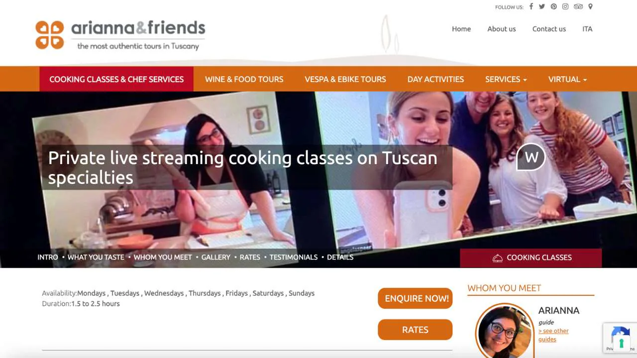 Arianna and friends live streaming cooking classes on Tuscan specialties