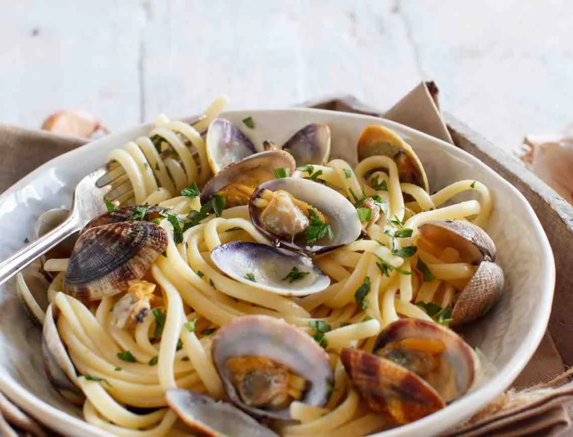 Pici pasta with clams