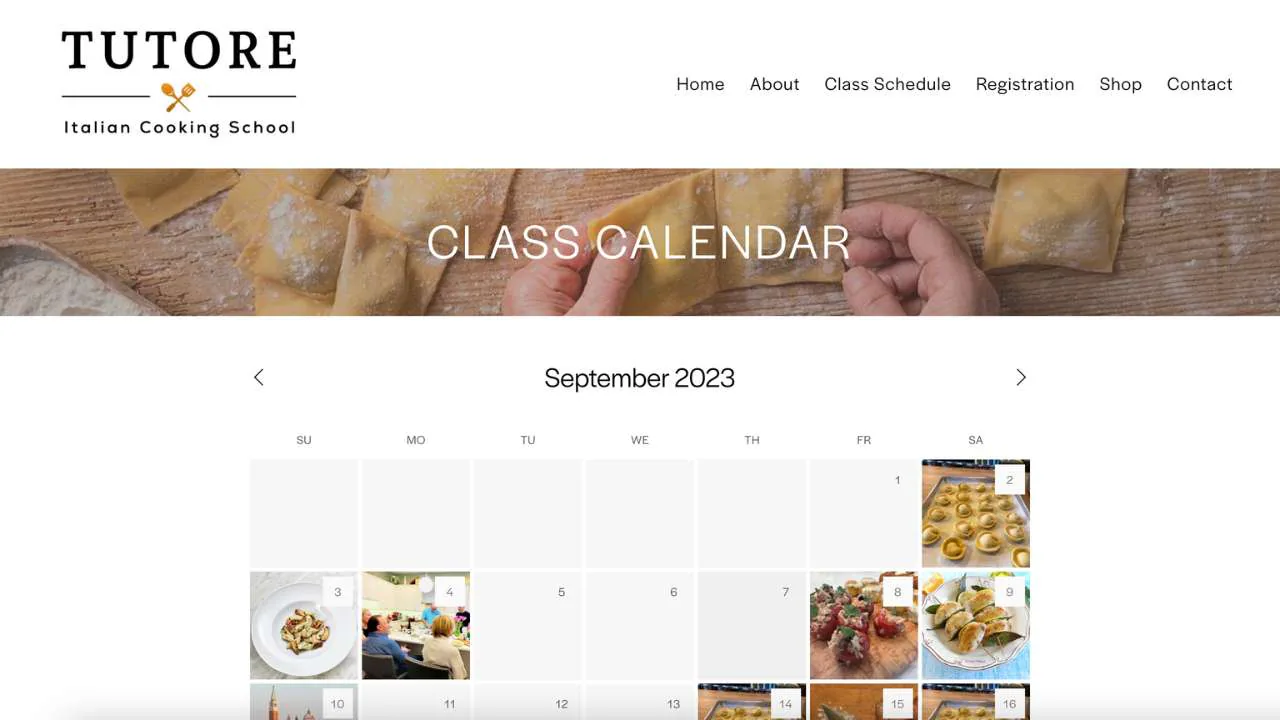 Tutore's Italian cooking classes calendar - 1280x720