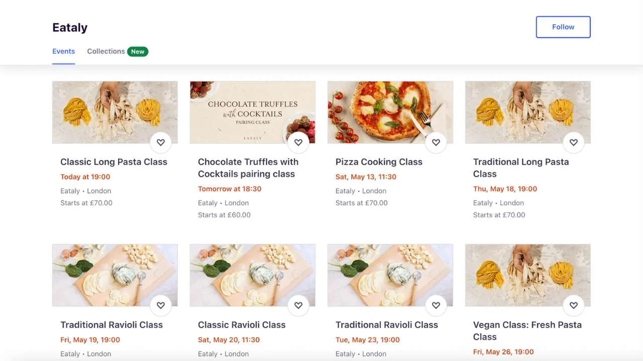 Eataly's classes available on Eventribe