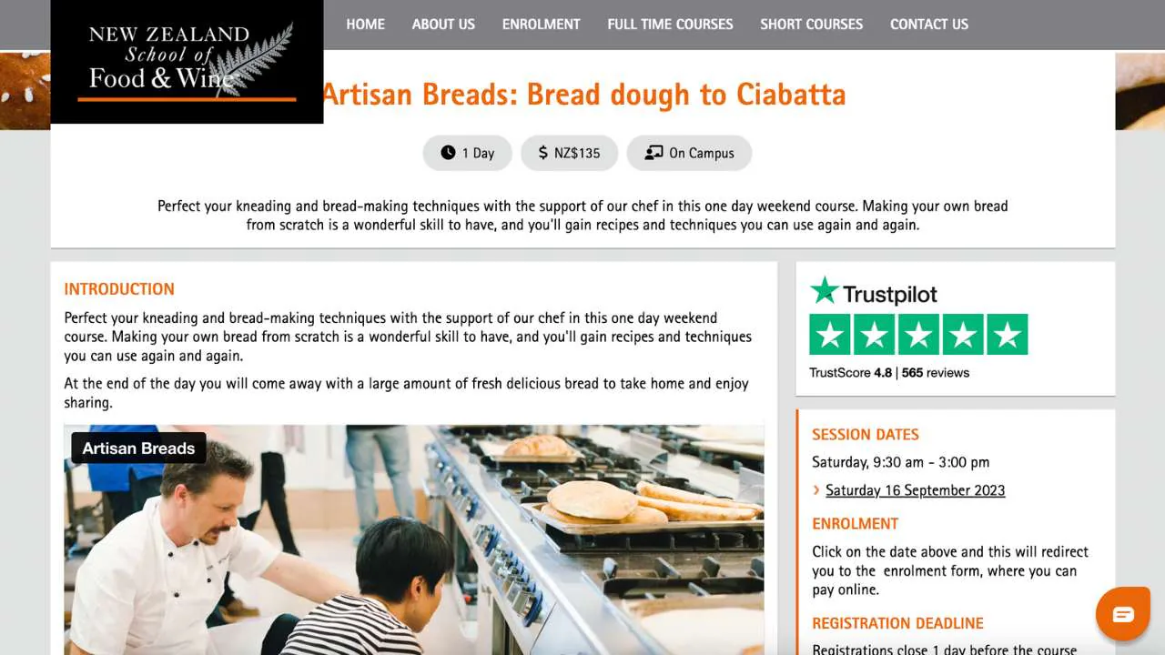Bread dough to ciabatta class by New Zealand school of Food and Wine - 1280x720