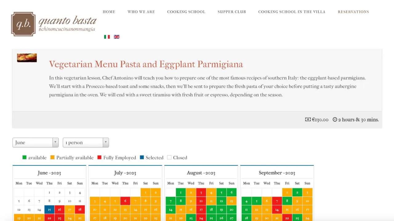 Quanto basta cooking classes booking system - 1280x720