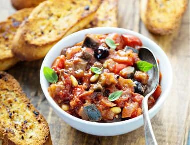 caponata with toasted bread