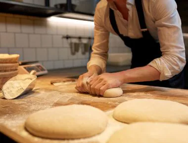 Bread maker kneading the dough