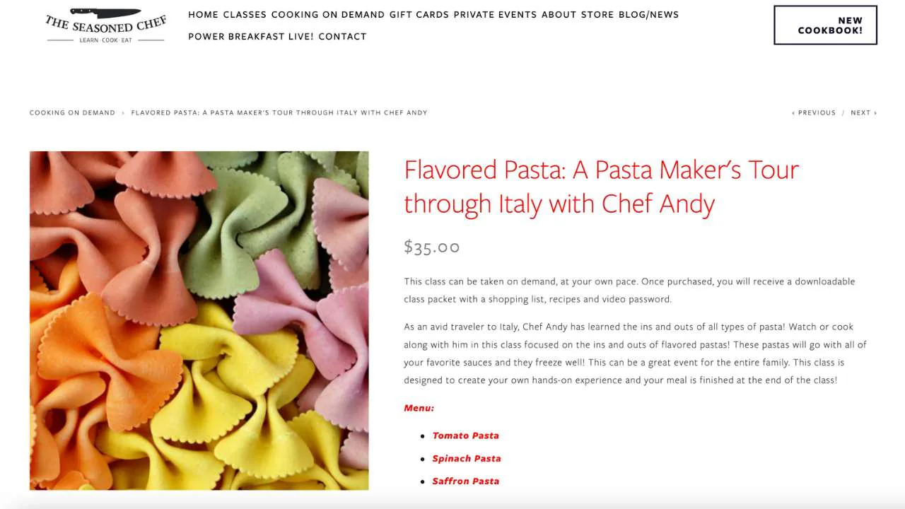 The seasoned chef_ flavored pasta making masterclass online