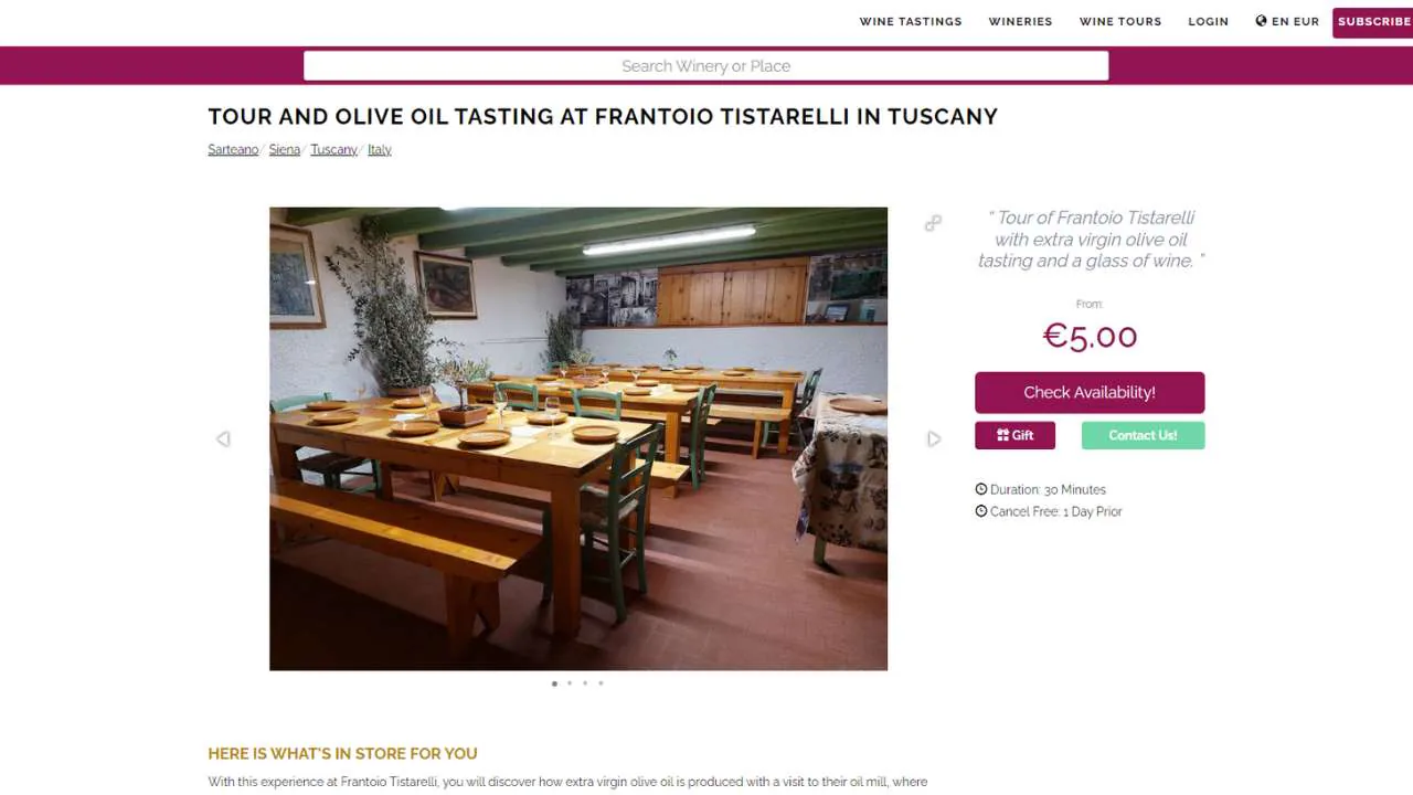 Winedering - Tour and olive oil tasting at Frantoio Tistarelli