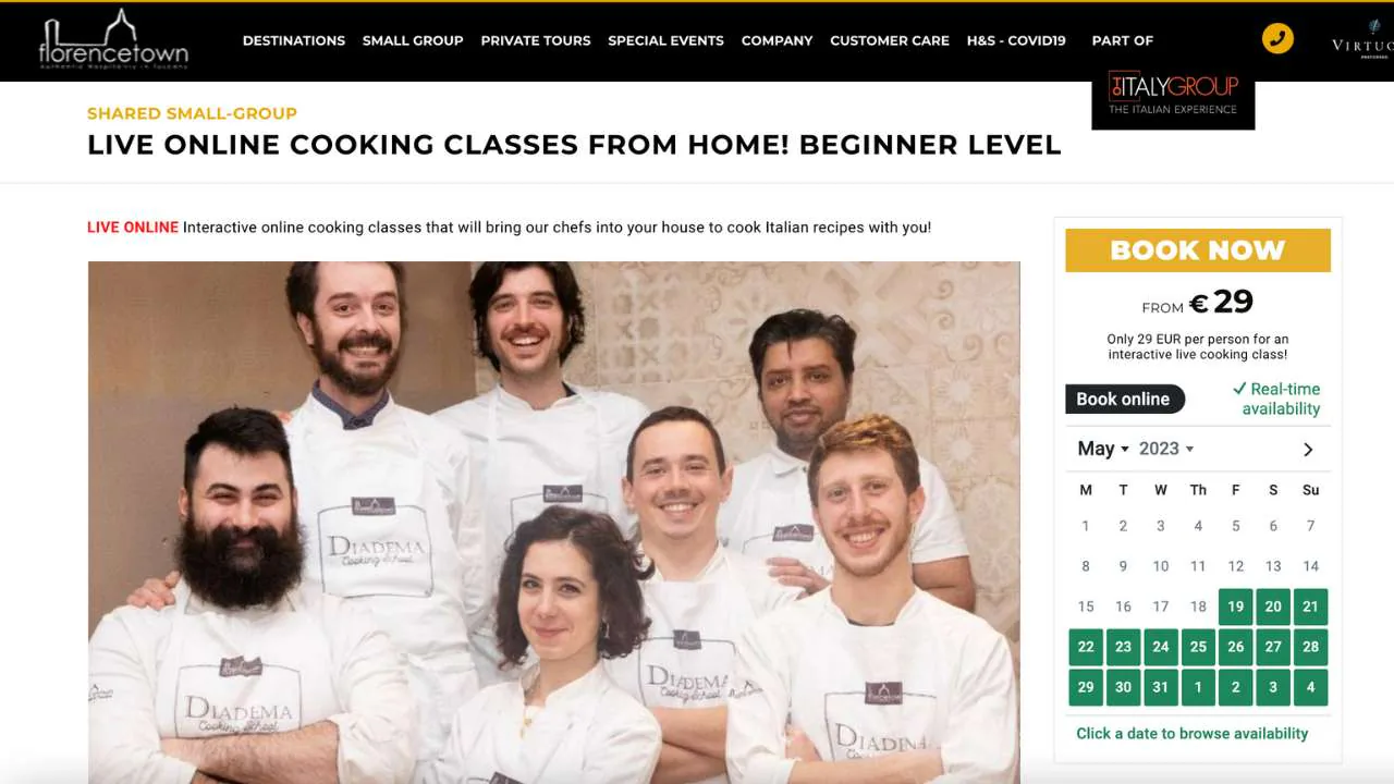 Florence Town Beginner leven online live coking class