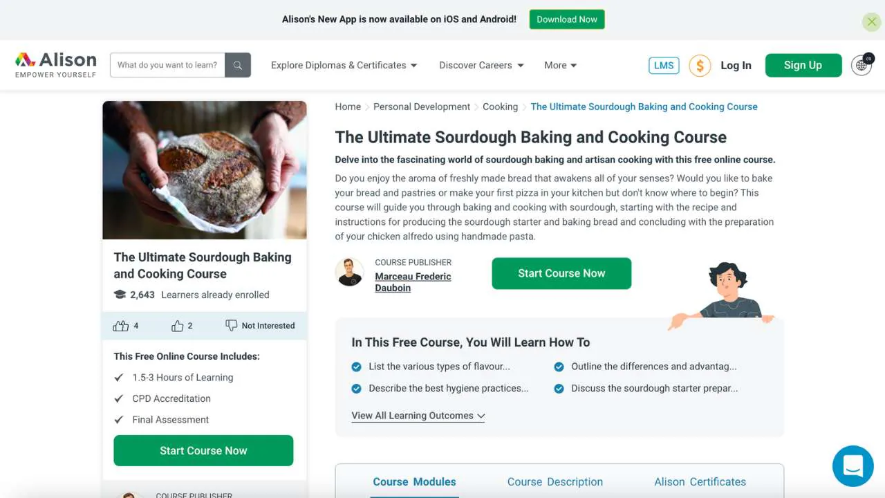 Alison empower yourself, free sourdough baking course