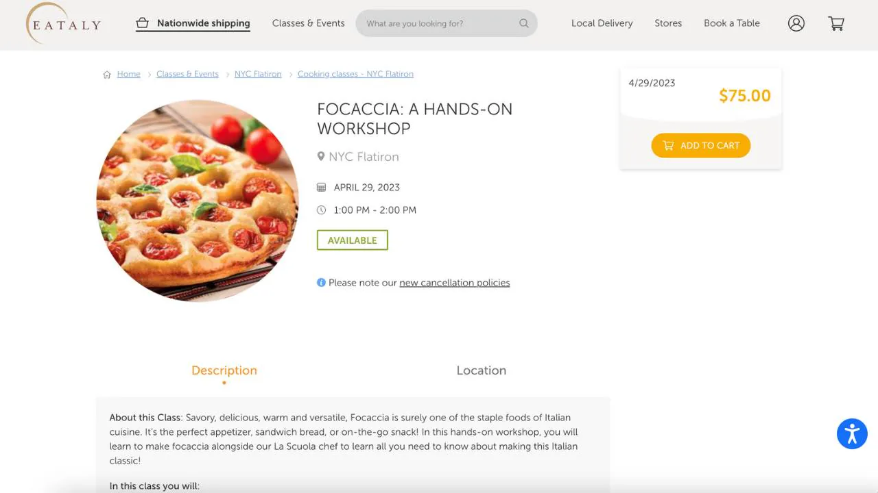 Eataly Focaccia Workshop in NYC