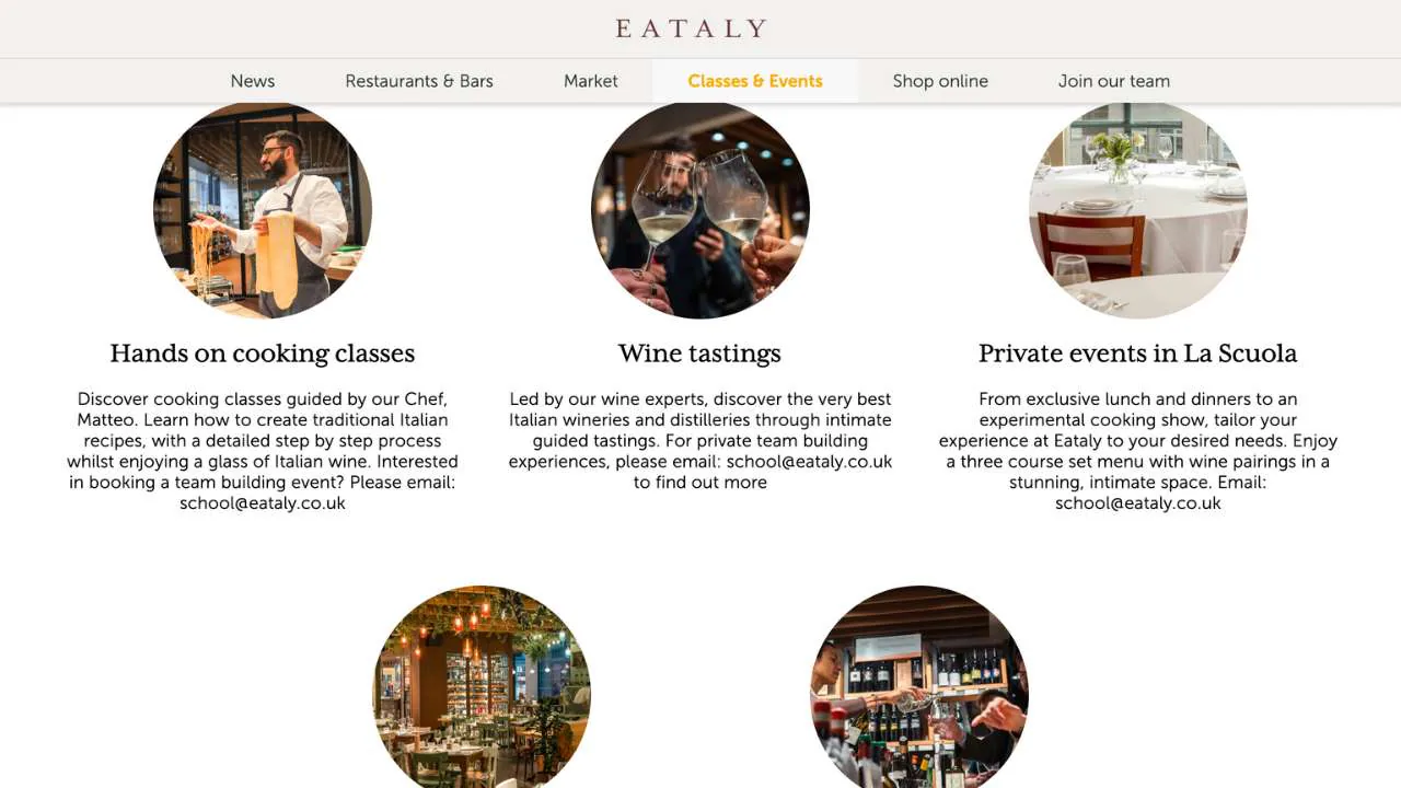 Eataly Italian cooking classes in London