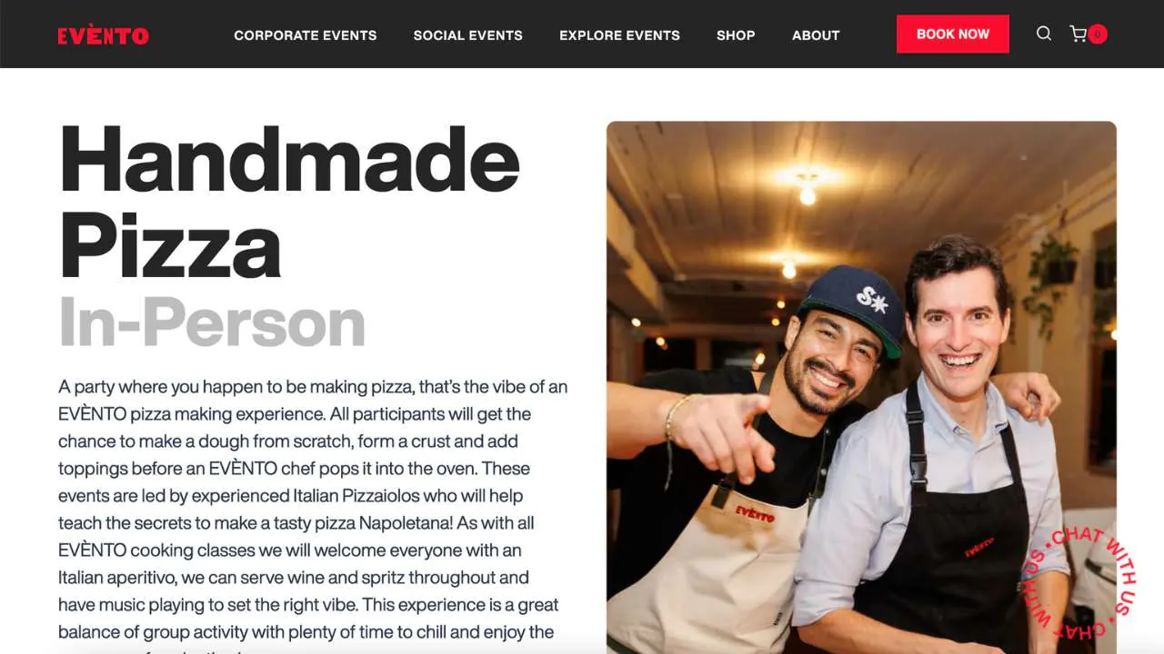 EVENTO pizza classes event page