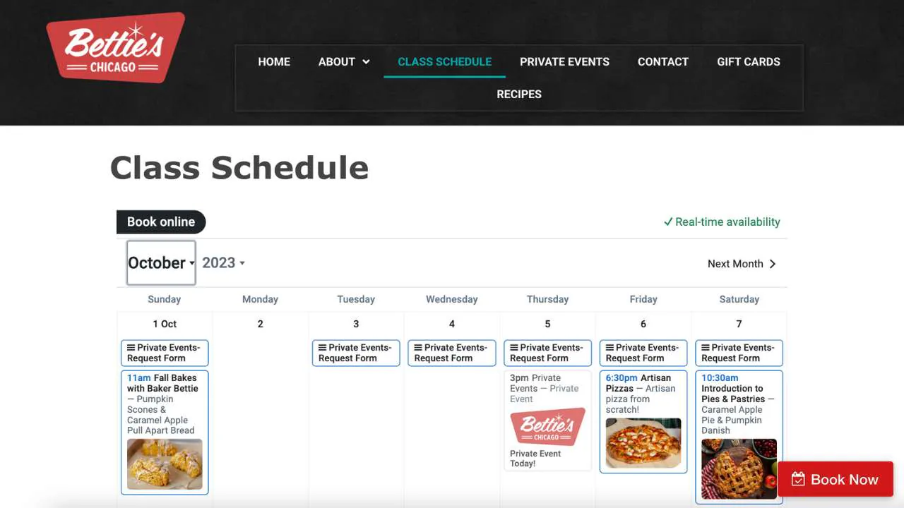 Betty's Chicago class schedule - 1280x720
