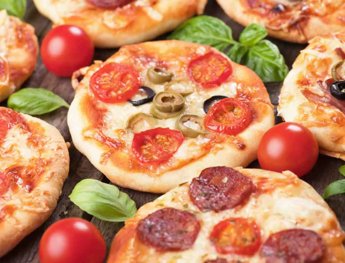Assorted mini pizzas