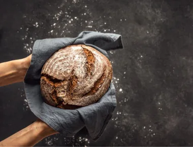 bread loaf in fabric napkin