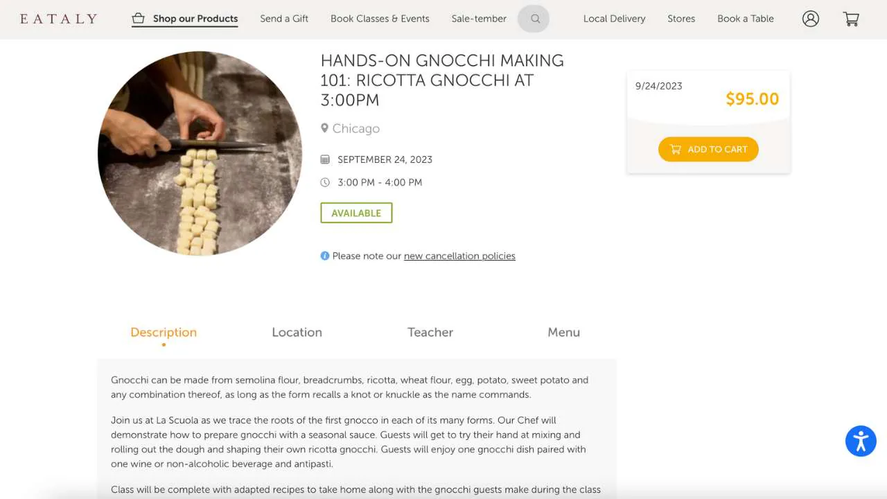 Ricotta gnocchi hands-on cooking class by Eataly- 1280x720