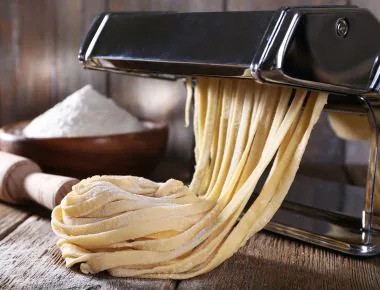 pasta machine making tagliatelle