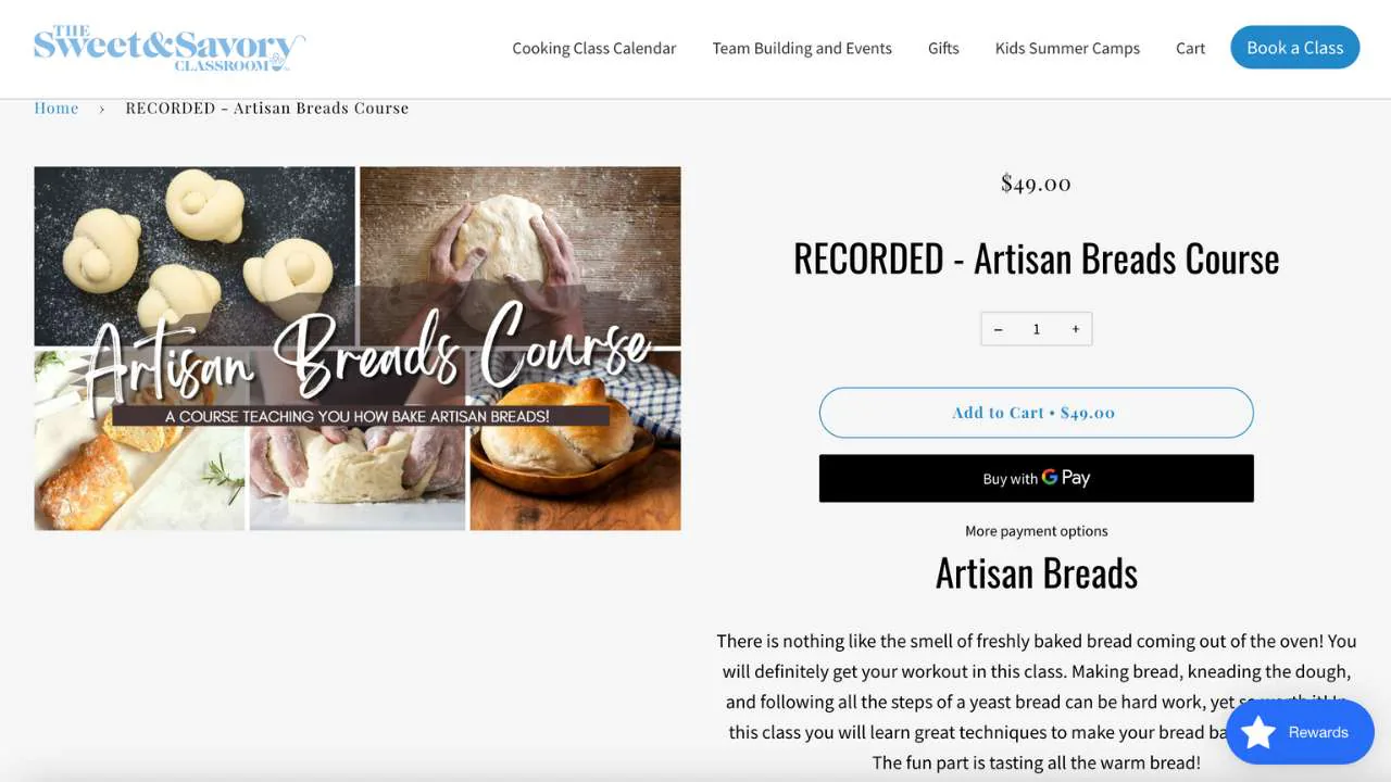 Recorded artisan breads course on the sweet and savory classroom