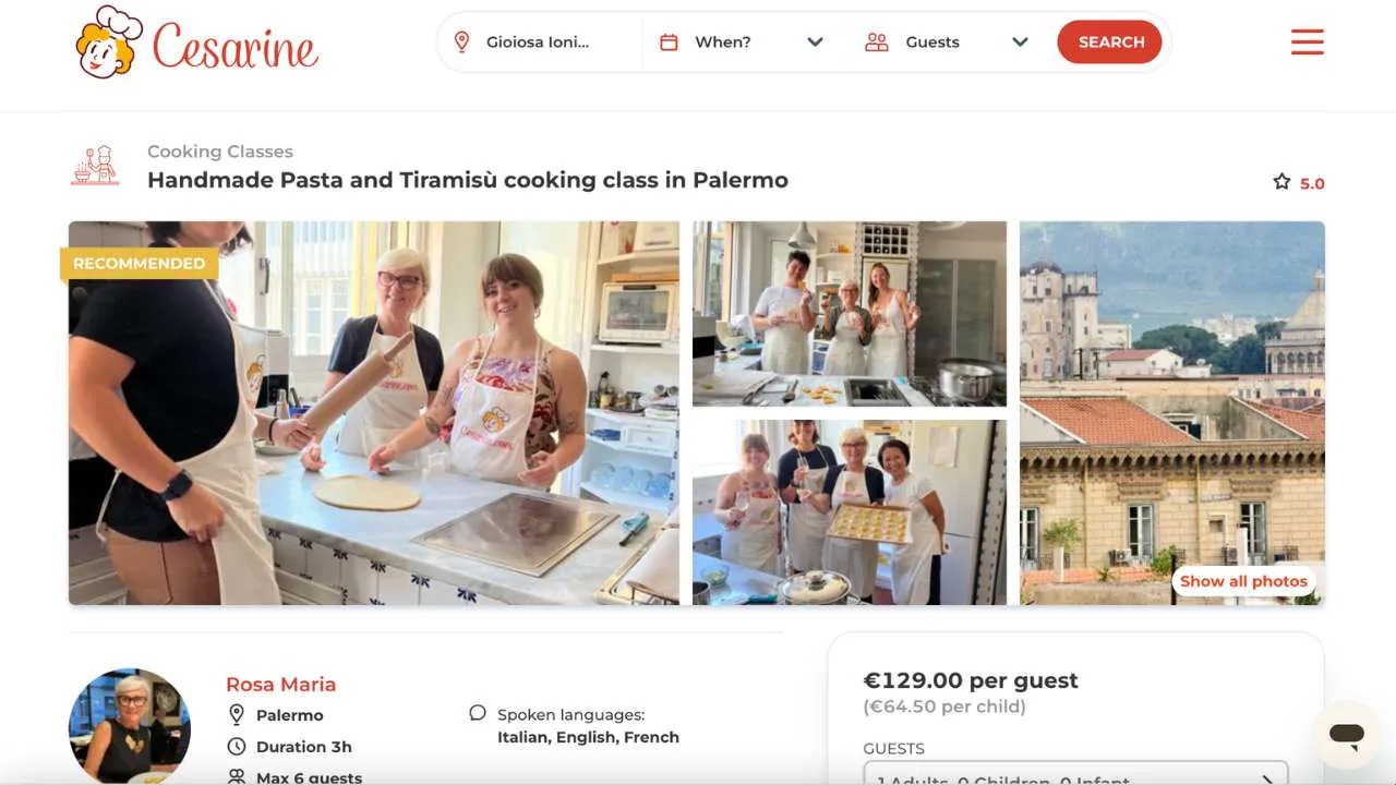 Handmade pasta and tiramisu class in Palermo with Cesarine - 1280x720