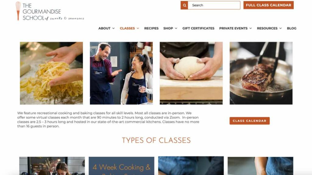 The courmandise school of sweet & savories cooking classes page
