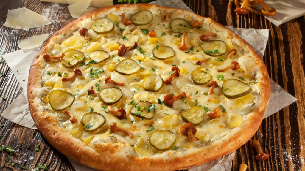 Pizza with potato and toppings - 1280x720